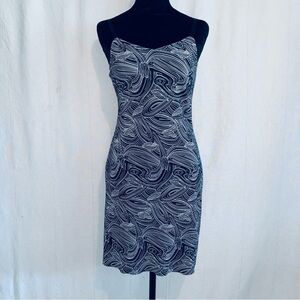 Black and White Spaghetti Strap Midi Cocktail Dress